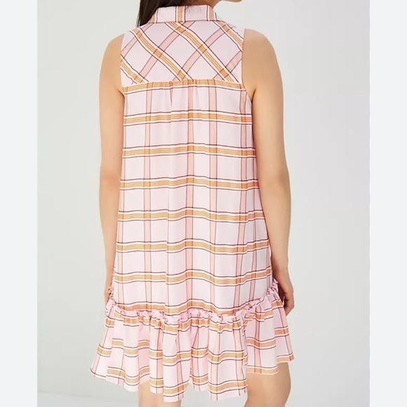 Maeve by Anthropologie Flounced Mini Dress Pink Plaid - SZ L - Picture 3 of 10